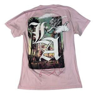 RGSTR Womens Pink LA Cherub Graphic Short Sleeve T-Shirt Small RN 162282